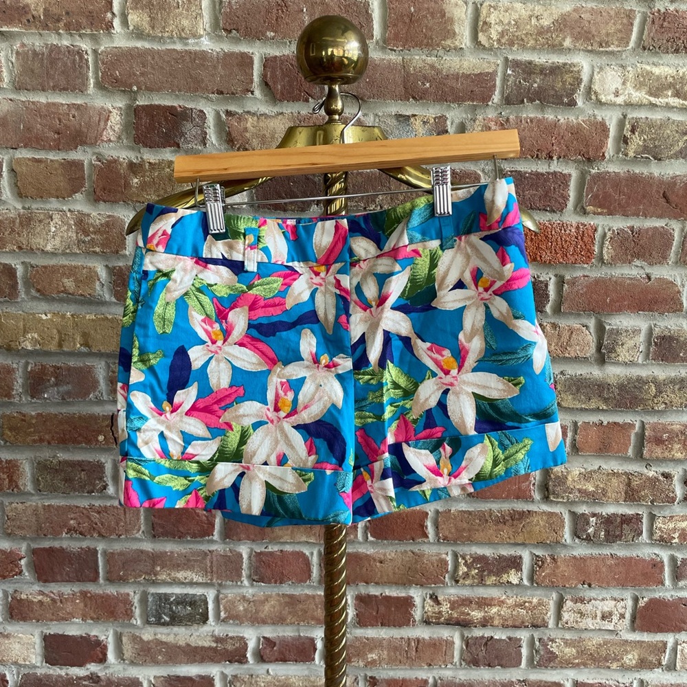 Express Bright Blue Floral Shorts
